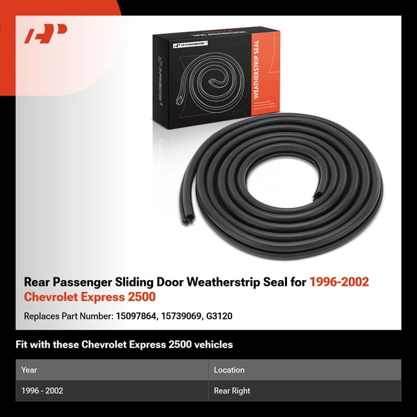 Rear Passenger Sliding Door Weatherstrip Seal for 1996-2002 Chevrolet Express 2500