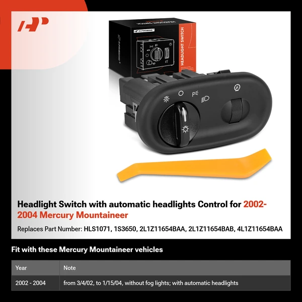 Headlight Switch with automatic headlights Control for 2002-2004 Mercury Mountaineer