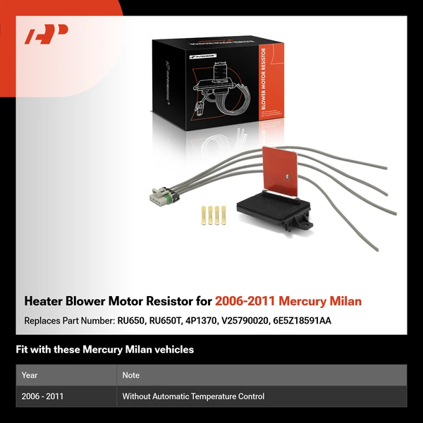 Heater Blower Motor Resistor for 2006-2011 Mercury Milan