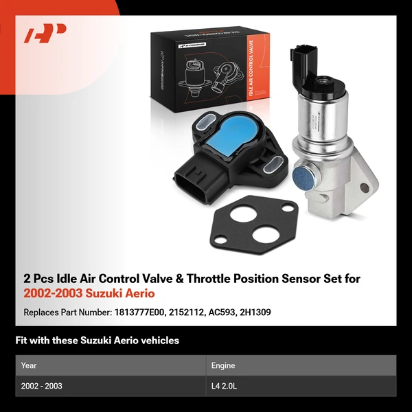 2 Pcs Idle Air Control Valve & Throttle Position Sensor Set for 2002-2003 Suzuki Aerio