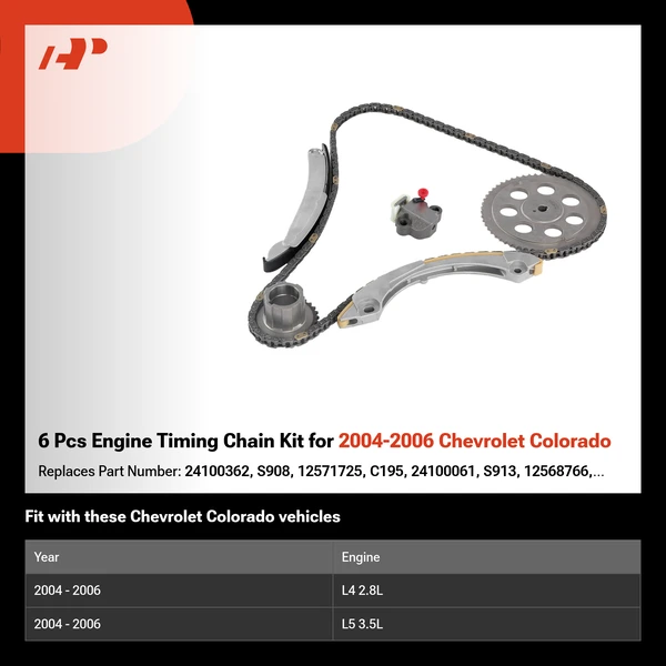 6 Pcs Engine Timing Chain Kit for 2004-2006 Chevrolet Colorado
