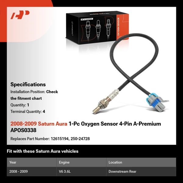 2008-2009 Saturn Aura 1-Pc Oxygen Sensor 4-Pin A-Premium APOS0338