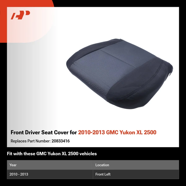 Front Driver Seat Cover for 2010-2013 GMC Yukon XL 2500