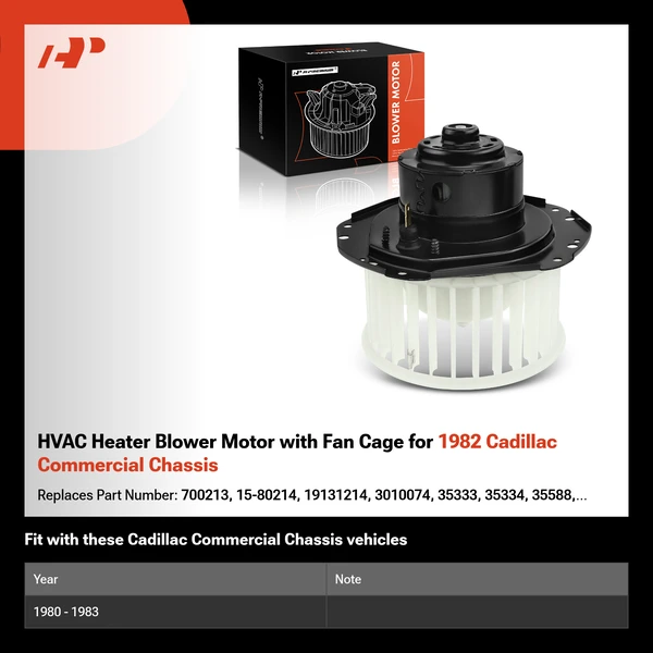 HVAC Heater Blower Motor with Fan Cage for 1982 Cadillac Commercial Chassis