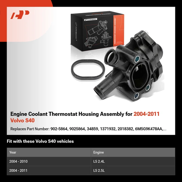 Engine Coolant Thermostat Housing Assembly for 2004-2011 Volvo S40