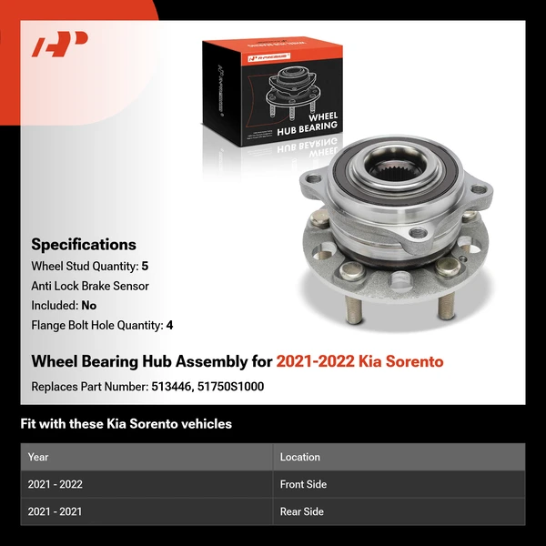 Wheel Bearing Hub Assembly for 2021-2022 Kia Sorento