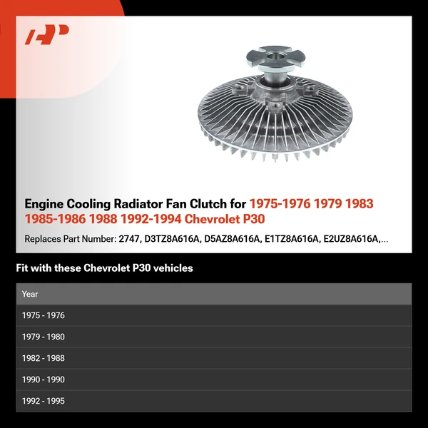 Engine Cooling Radiator Fan Clutch for 1975-1976 1979 1983 1985-1986 1988 1992-1994 Chevrolet P30