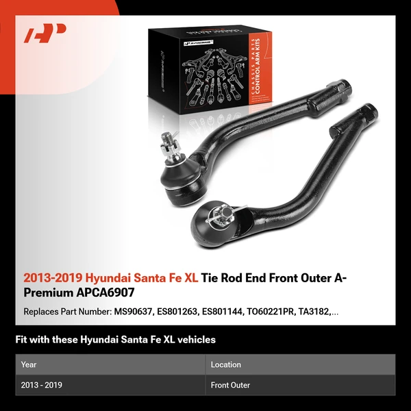 2013-2019 Hyundai Santa Fe XL Tie Rod End Front Outer A-Premium APCA6907