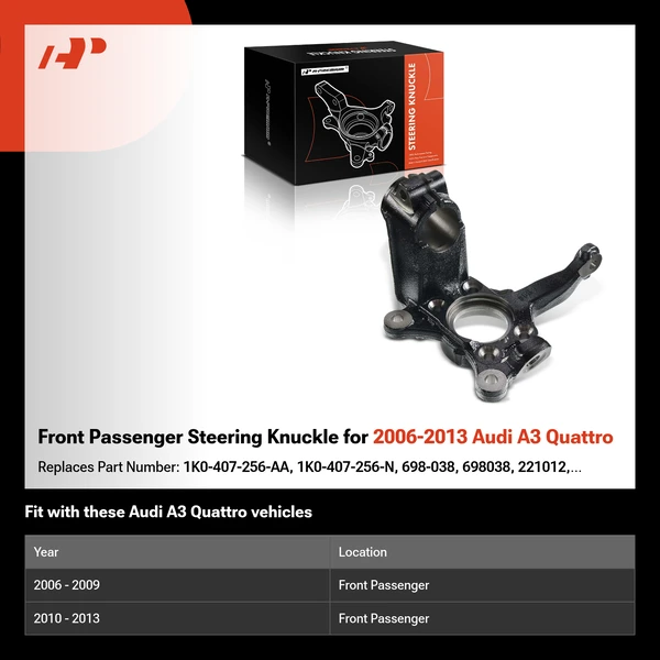 Front Passenger Steering Knuckle for 2006-2013 Audi A3 Quattro