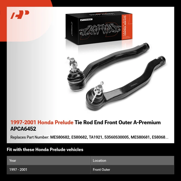 1997-2001 Honda Prelude Tie Rod End Front Outer A-Premium APCA6452