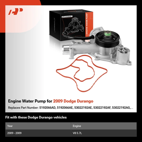 Engine Water Pump for 2009 Dodge Durango