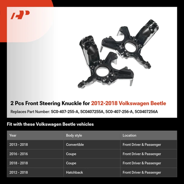 2 Pcs Front Steering Knuckle for 2012-2018 Volkswagen Beetle