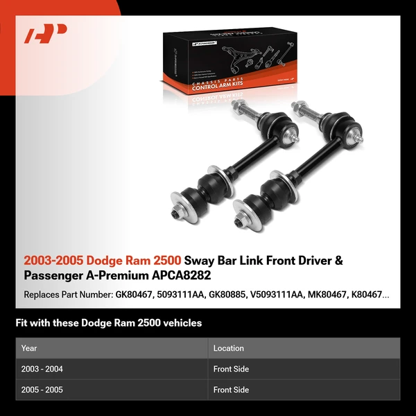 2003-2005 Dodge Ram 2500 Sway Bar Link Front Driver & Passenger A-Premium APCA8282