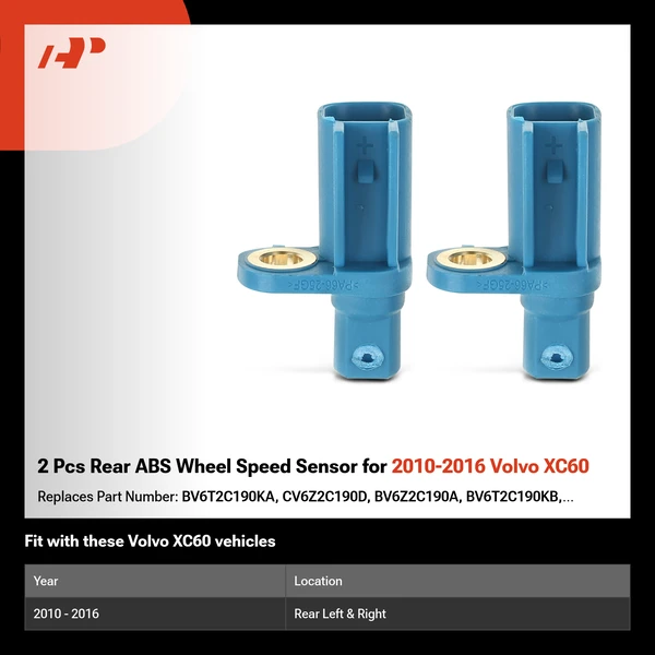 2 Pcs Rear ABS Wheel Speed Sensor for 2010-2016 Volvo XC60