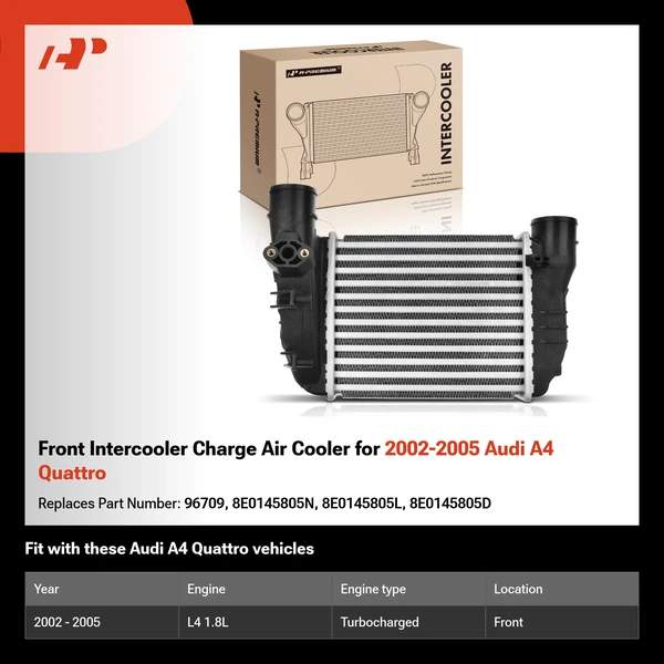 Front Intercooler Charge Air Cooler for 2002-2005 Audi A4 Quattro