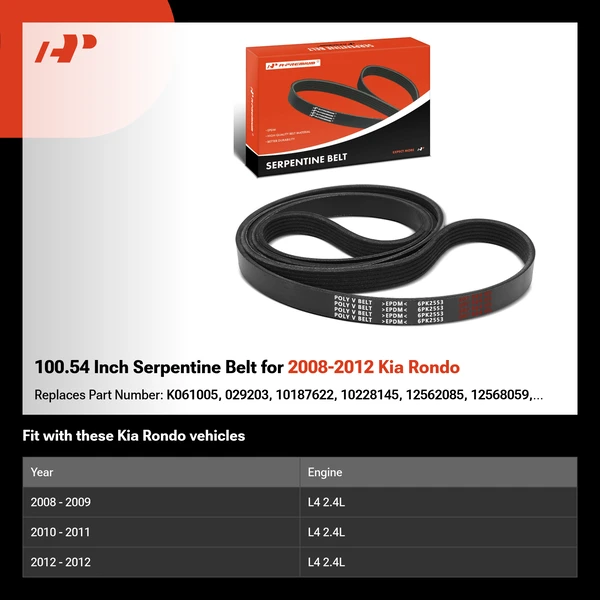 100.54 Inch Serpentine Belt for 2008-2012 Kia Rondo