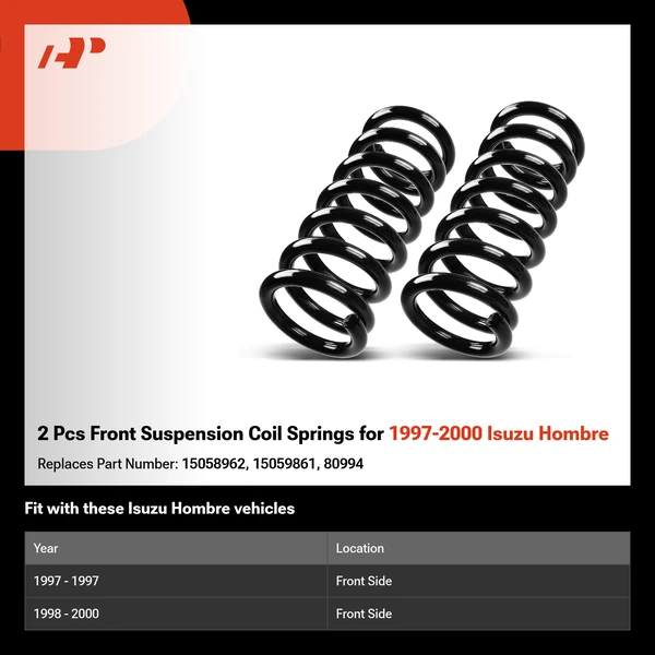 2 Pcs Front Suspension Coil Springs for 1997-2000 Isuzu Hombre