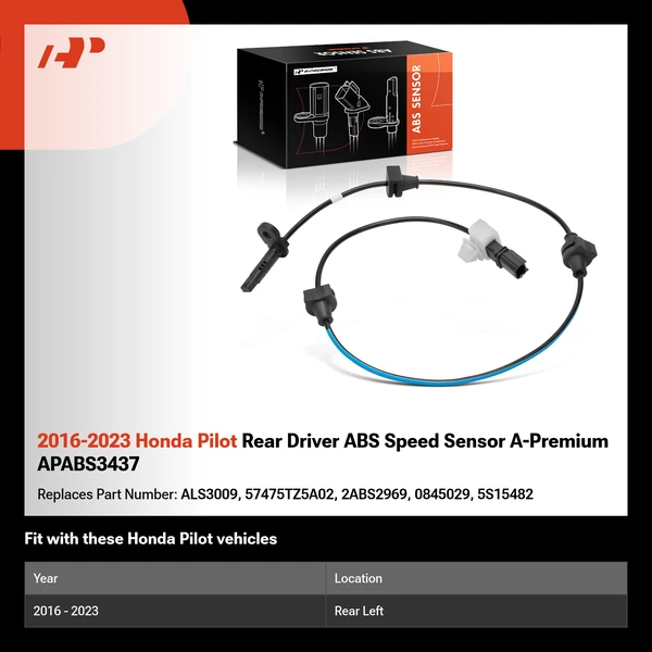 2016-2023 Honda Pilot Rear Driver ABS Speed Sensor A-Premium APABS3437