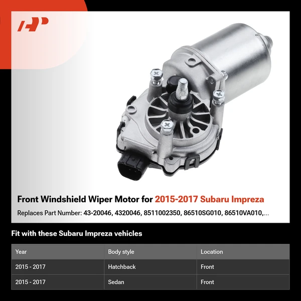 Front Windshield Wiper Motor for 2015-2017 Subaru Impreza