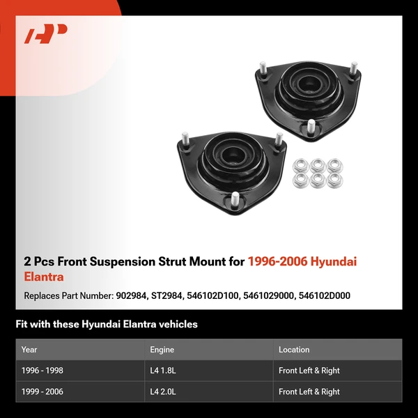 2 Pcs Front Suspension Strut Mount for 1996-2006 Hyundai Elantra