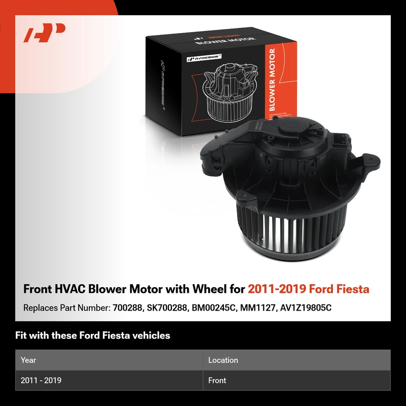 Front HVAC Blower Motor with Wheel for 2011-2019 Ford Fiesta