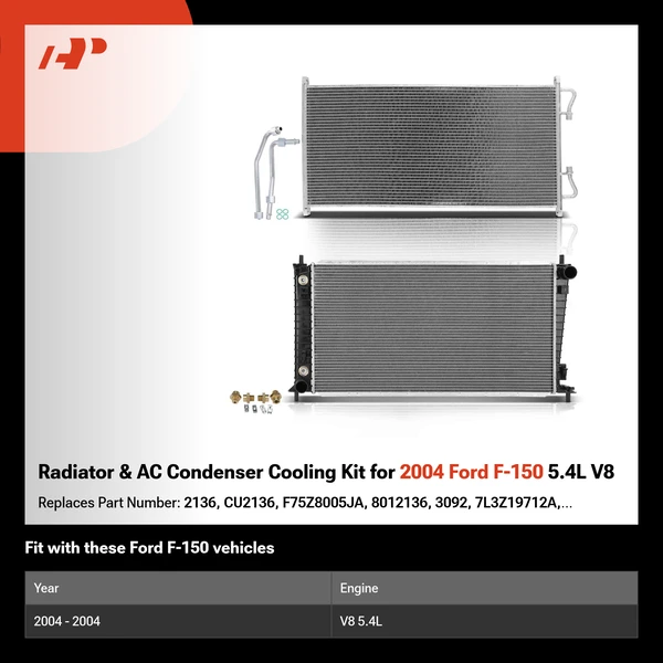Radiator & AC Condenser Cooling Kit for 2004 Ford F-150 5.4L V8