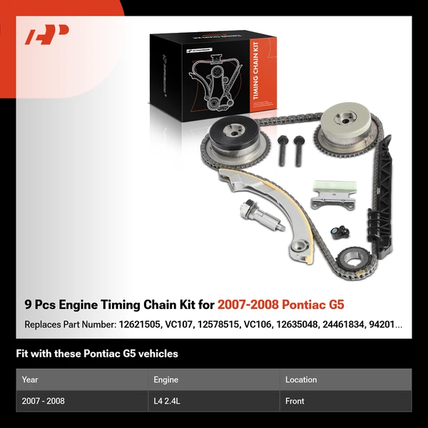 9 Pcs Engine Timing Chain Kit for 2007-2008 Pontiac G5