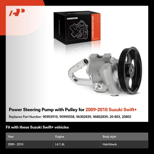 Power Steering Pump with Pulley for 2009-2010 Suzuki Swift+