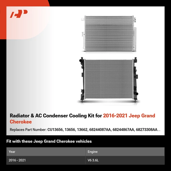 Radiator & AC Condenser Cooling Kit for 2016-2021 Jeep Grand Cherokee