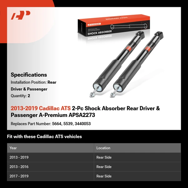 2013-2019 Cadillac ATS 2-Pc Shock Absorber Rear Driver & Passenger A-Premium APSA2273