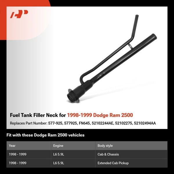 Fuel Tank Filler Neck for 1998-1999 Dodge Ram 2500