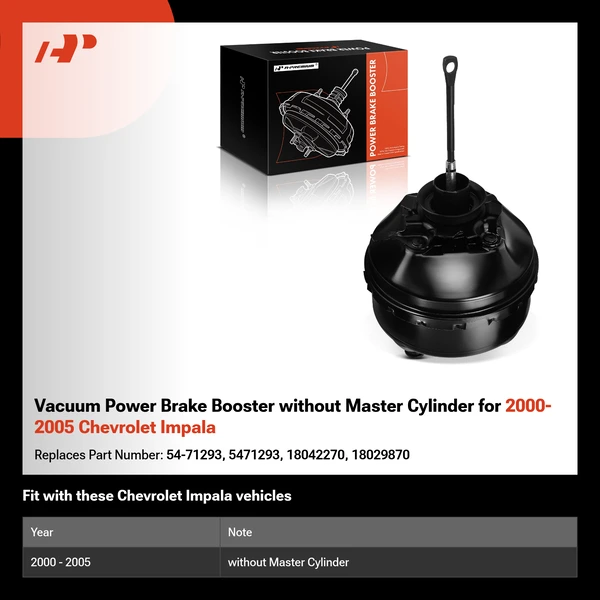 Vacuum Power Brake Booster without Master Cylinder for 2000-2005 Chevrolet Impala