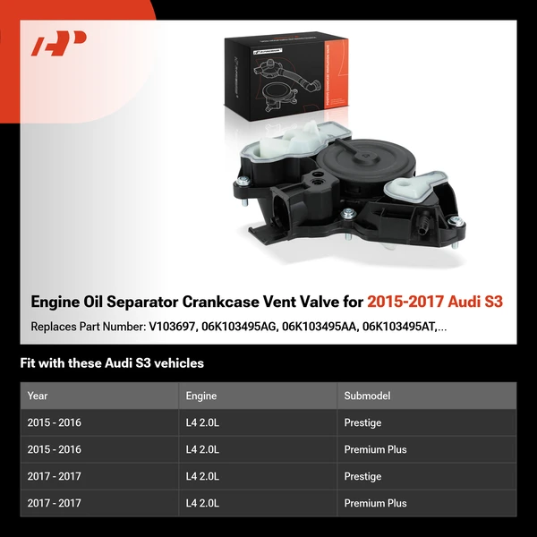 Engine Oil Separator Crankcase Vent Valve for 2015-2017 Audi S3