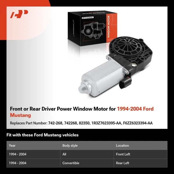 Front or Rear Driver Power Window Motor for 1994-2004 Ford Mustang