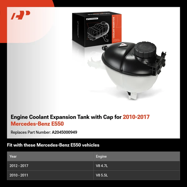 Engine Coolant Expansion Tank with Cap for 2010-2017 Mercedes-Benz E550