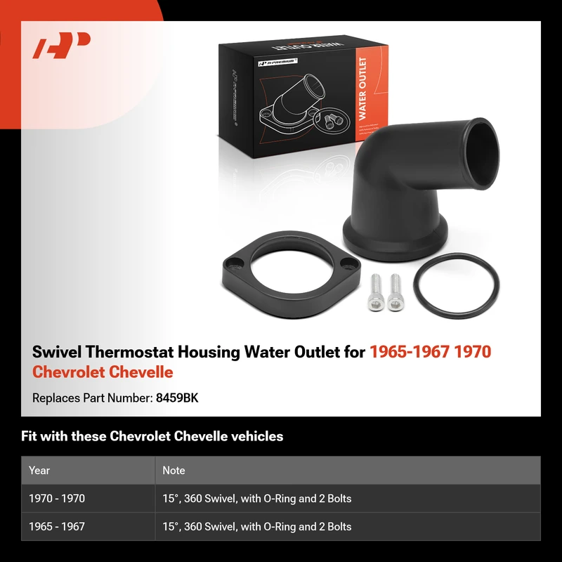 Swivel Thermostat Housing Water Outlet for 1965-1967 1970 Chevrolet Chevelle