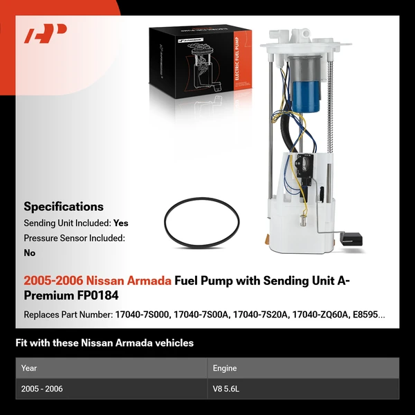 2005-2006 Nissan Armada Fuel Pump with Sending Unit A-Premium FP0184