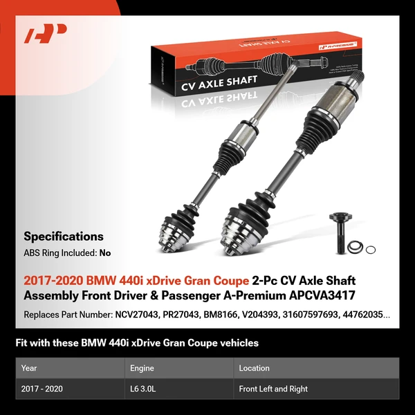 2017-2020 BMW 440i xDrive Gran Coupe 2-Pc CV Axle Shaft Assembly Front Driver & Passenger A-Premium APCVA3417