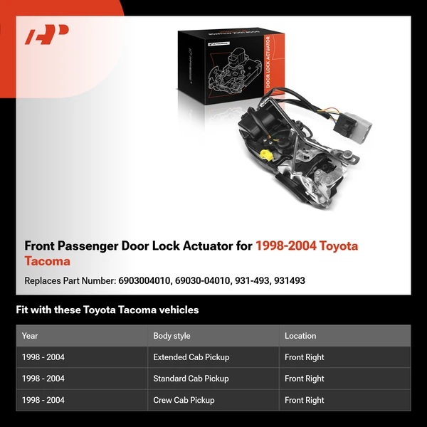 Front Passenger Door Lock Actuator for 1998-2004 Toyota Tacoma
