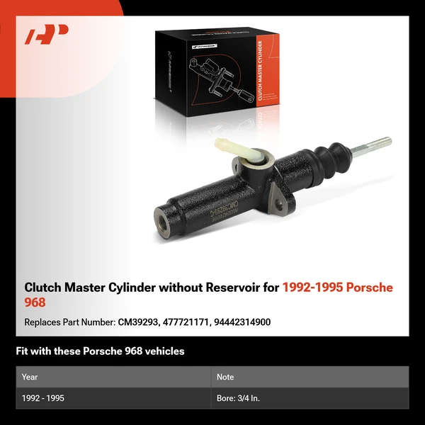 Clutch Master Cylinder without Reservoir for 1992-1995 Porsche 968