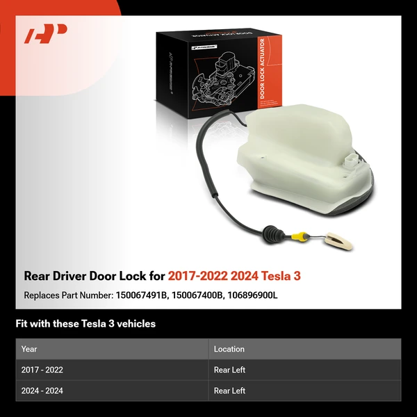 Rear Driver Door Lock for 2017-2022 2024 Tesla 3