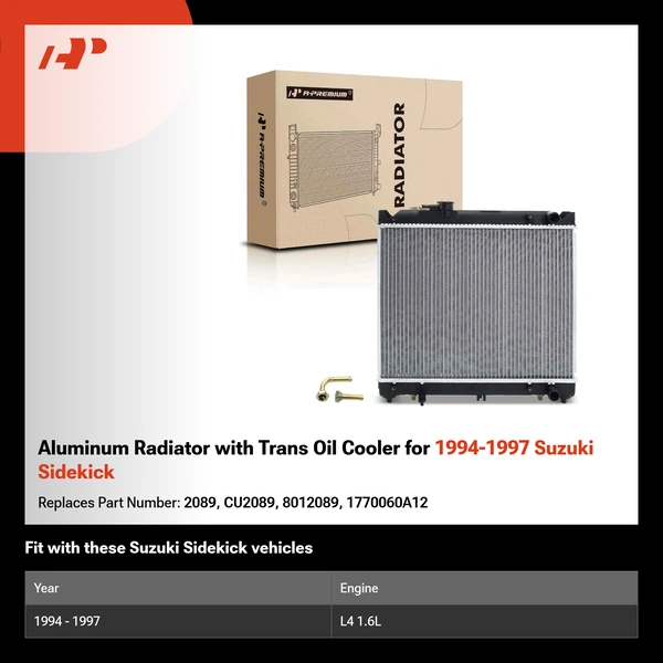 Aluminum Radiator with Trans Oil Cooler for 1994-1997 Suzuki Sidekick