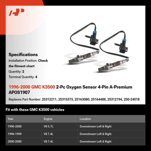 1996-2000 GMC K3500 2-Pc Oxygen Sensor 4-Pin A-Premium APOS1907