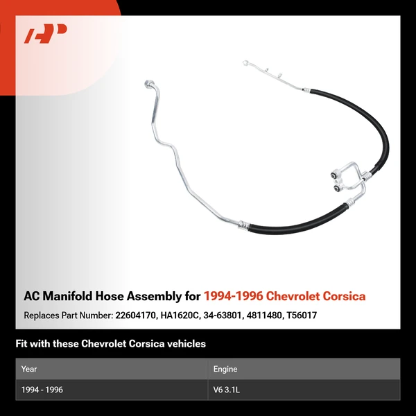 AC Manifold Hose Assembly for 1994-1996 Chevrolet Corsica