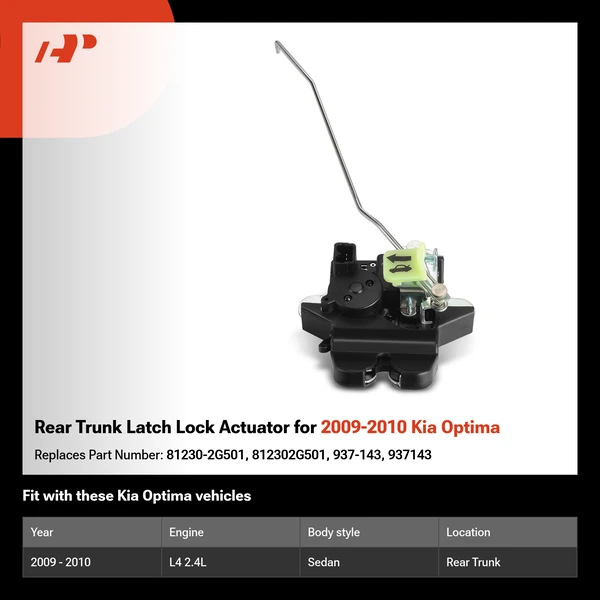Rear Trunk Latch Lock Actuator for 2009-2010 Kia Optima