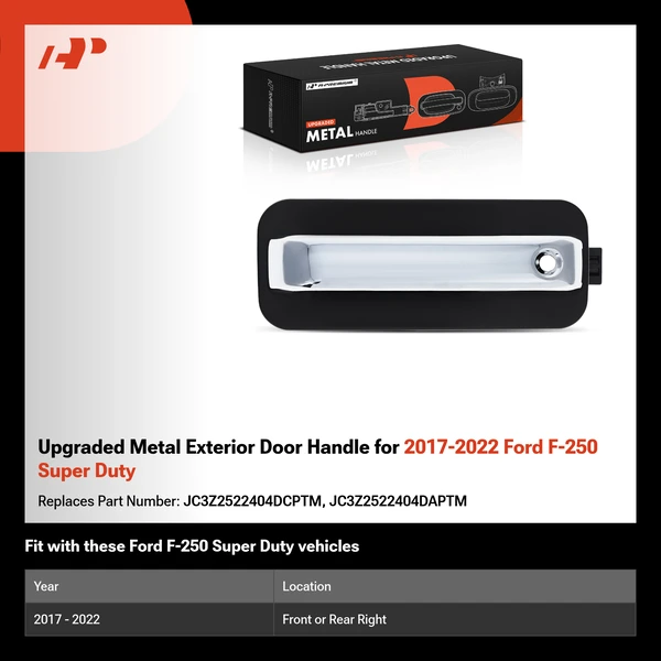Upgraded Metal Exterior Door Handle for 2017-2022 Ford F-250 Super Duty