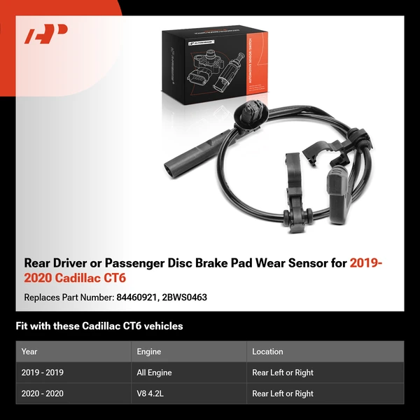 Rear Driver or Passenger Disc Brake Pad Wear Sensor for 2019-2020 Cadillac CT6