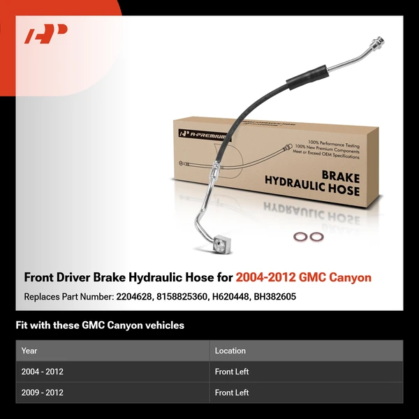 Front Driver Brake Hydraulic Hose for 2004-2012 GMC Canyon