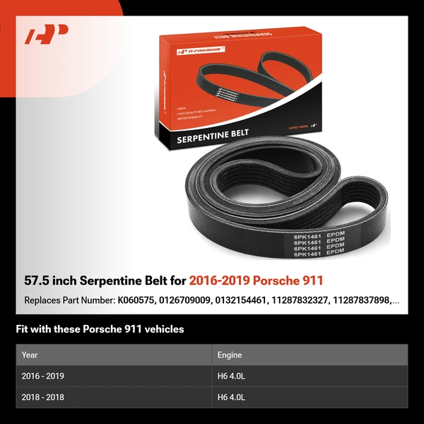 57.5 inch Serpentine Belt for 2016-2019 Porsche 911
