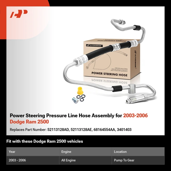 Power Steering Pressure Line Hose Assembly for 2003-2006 Dodge Ram 2500